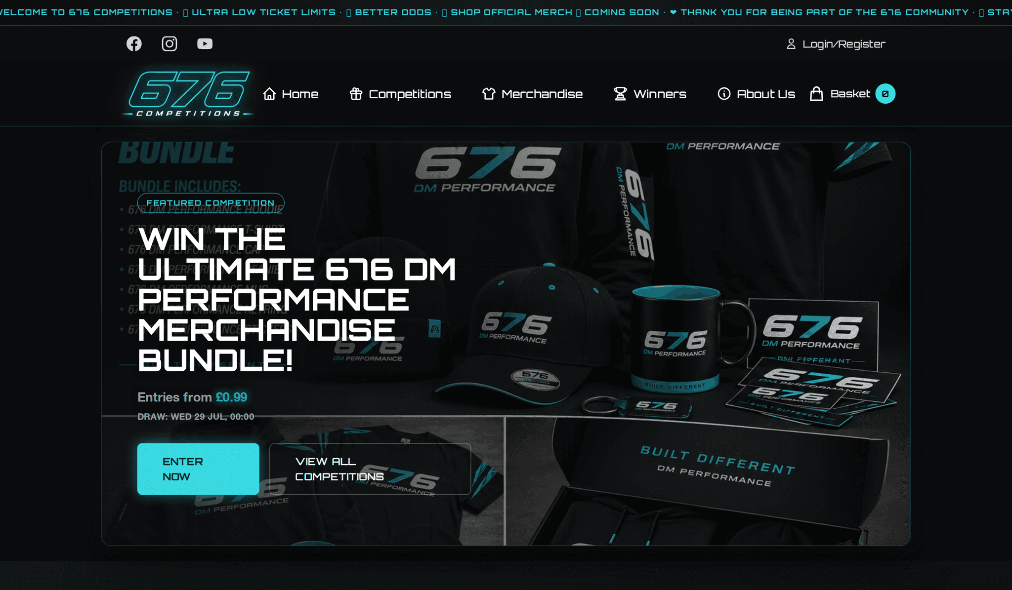 The 676 Competitions public website homepage