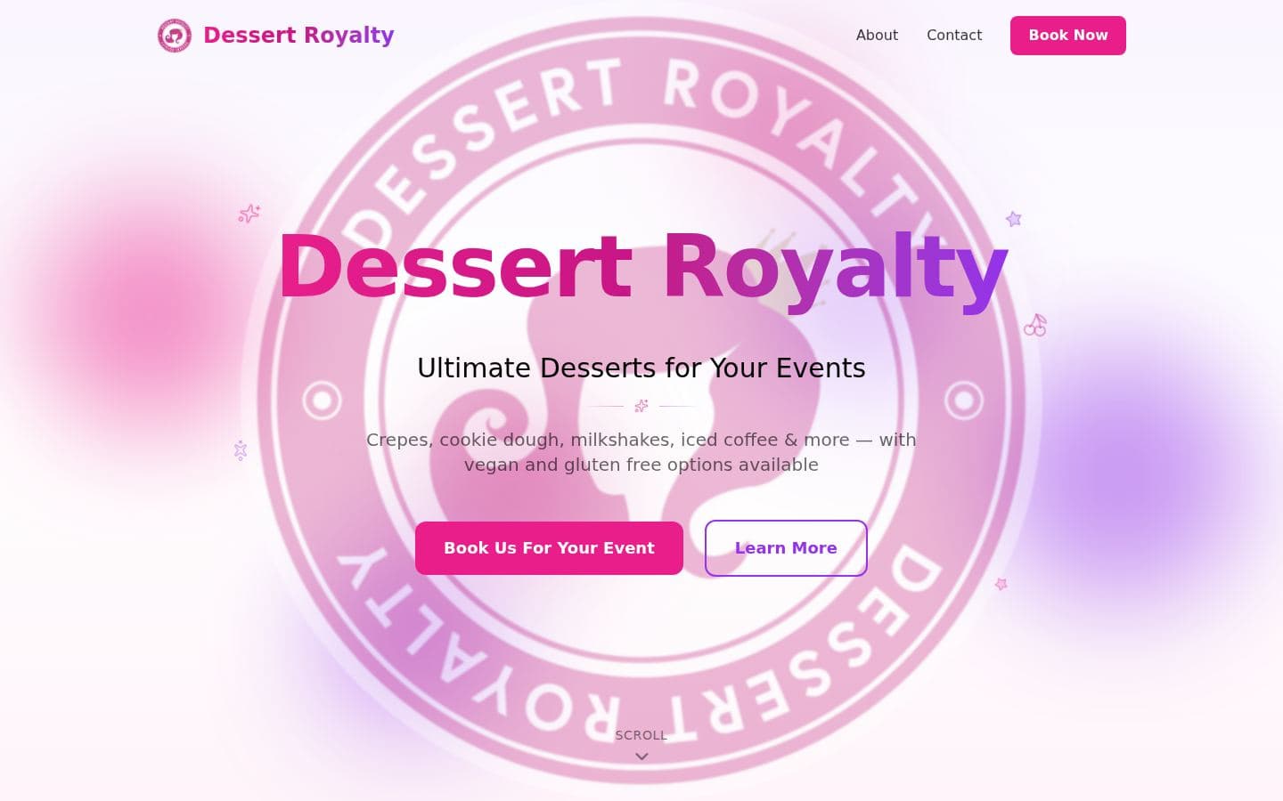 The Dessert Royalty website, built by TmT