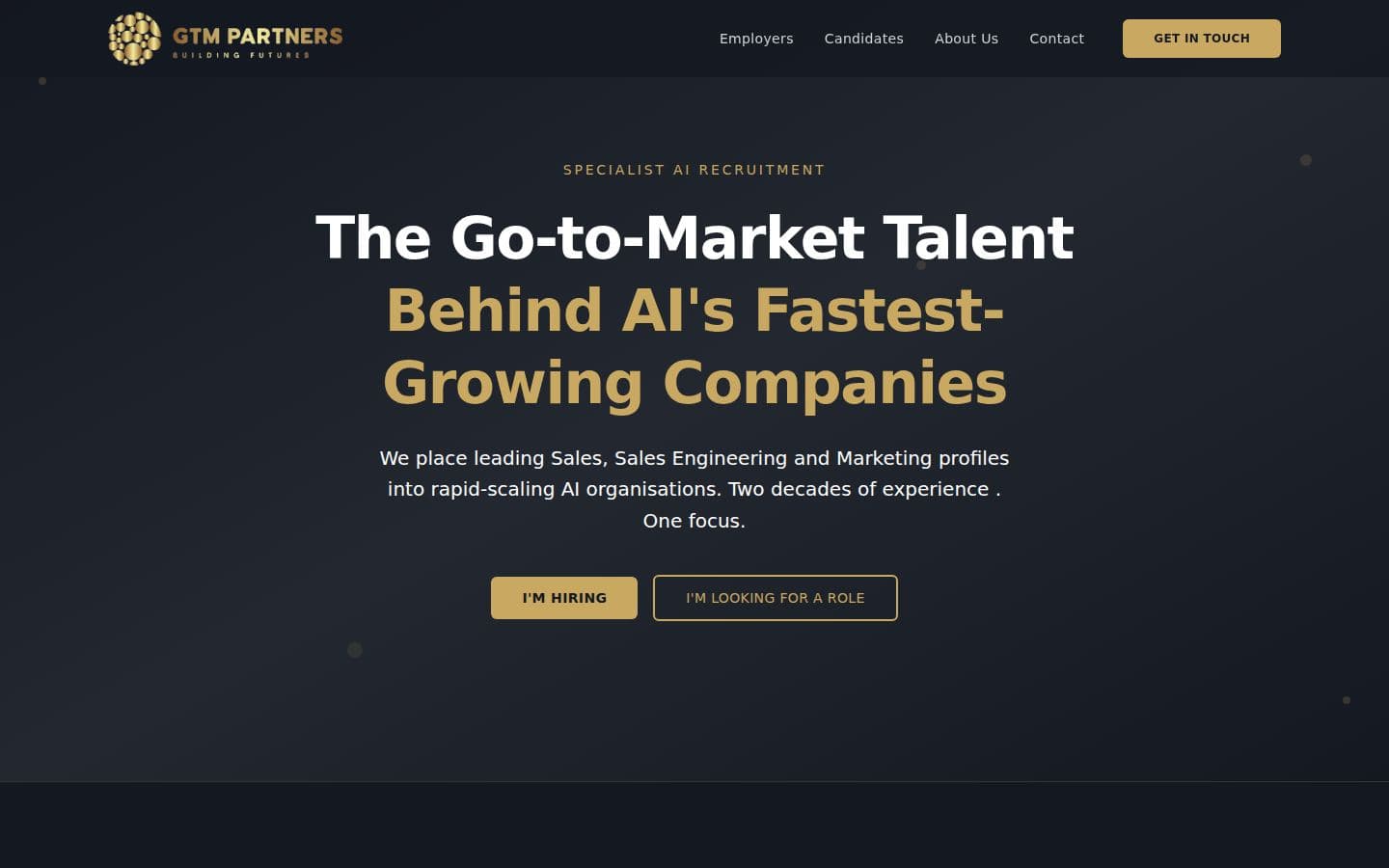 The GTM Partners website, built by TmT