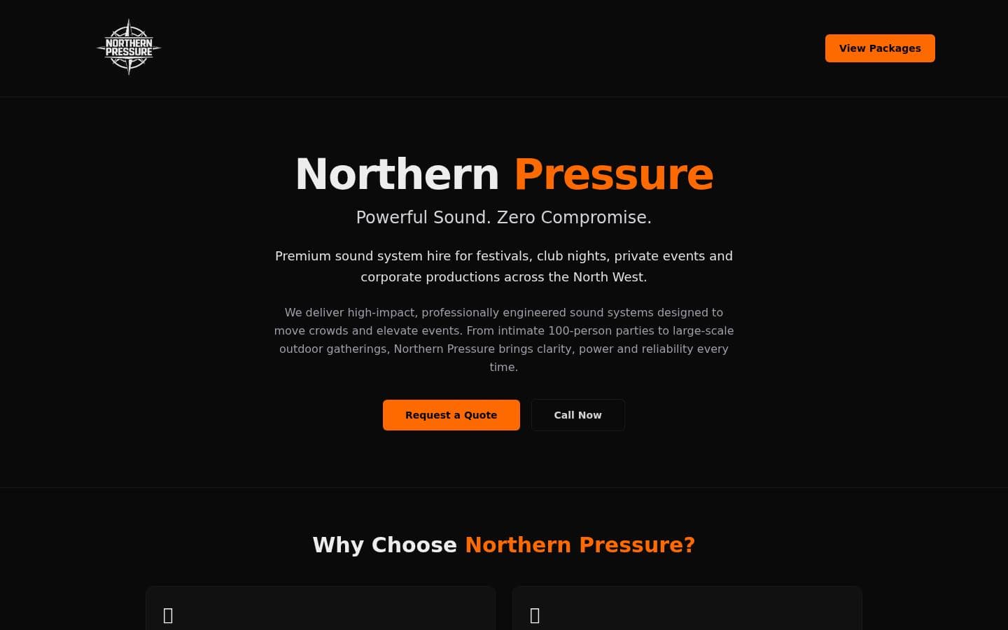 The Northern Pressure website, built by TmT