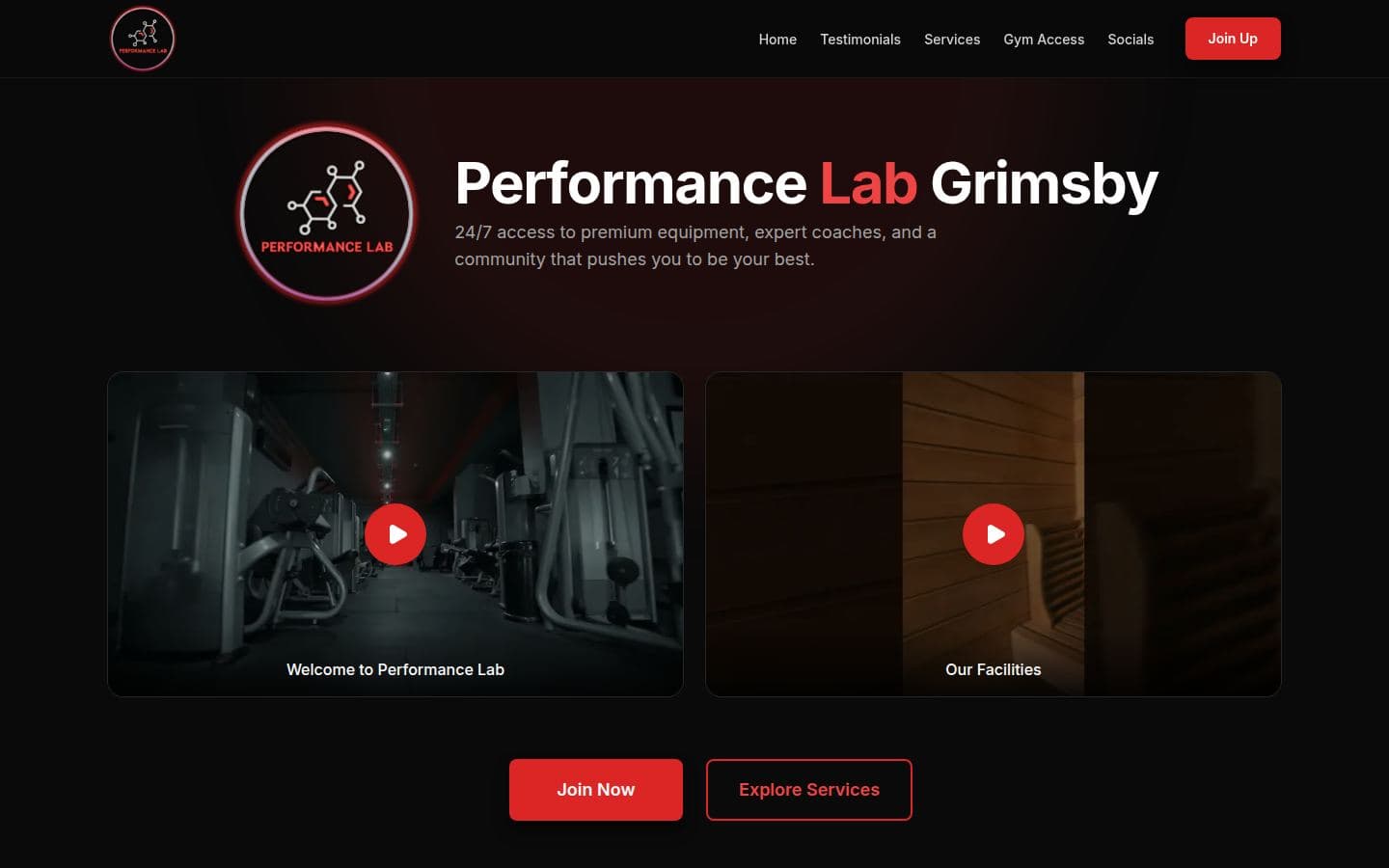 The Performance Lab Grimsby website, built by TmT
