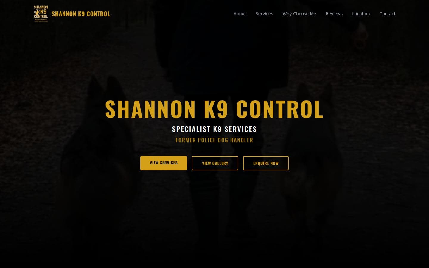 The Shannon K9 Control website, built by TmT