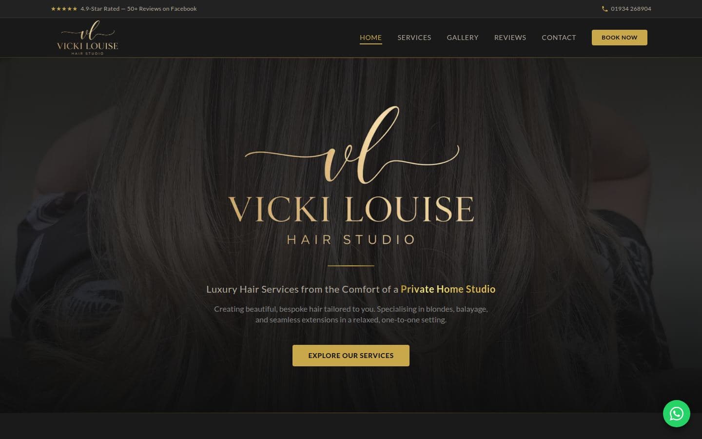 The Vicki Louise Hair Studio website, built by TmT